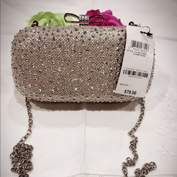 INC International Concepts Handbags - NEW INC Silver Evening Clutch Bag